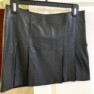 Black leather front mini skirt